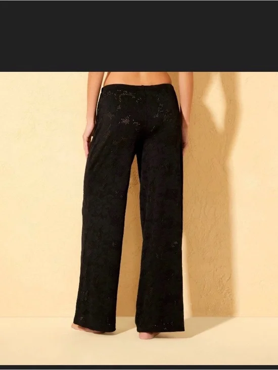 NWT Shade & Shore Black Crochet Wide-Leg Pants - Picture 2 of 5